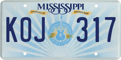 MS license plate KOJ317