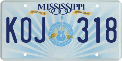 MS license plate KOJ318