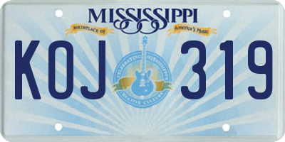 MS license plate KOJ319