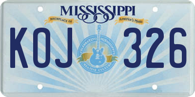 MS license plate KOJ326