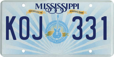 MS license plate KOJ331