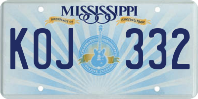 MS license plate KOJ332