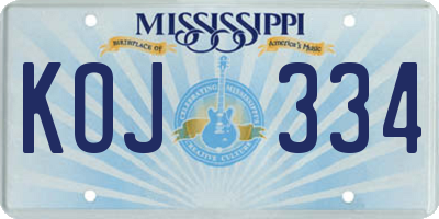 MS license plate KOJ334