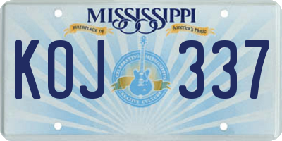 MS license plate KOJ337