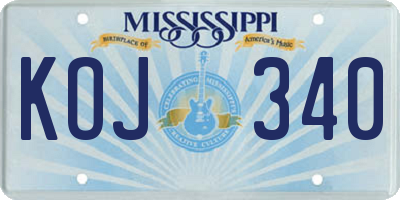 MS license plate KOJ340