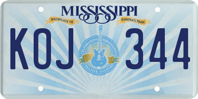 MS license plate KOJ344