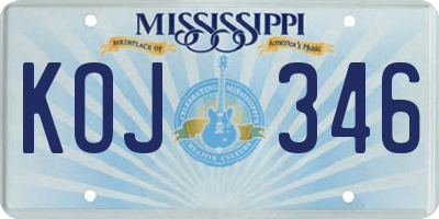 MS license plate KOJ346