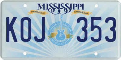 MS license plate KOJ353