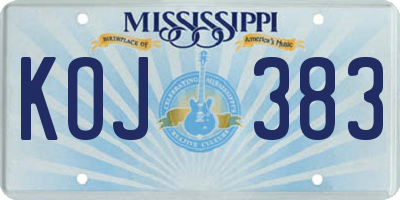 MS license plate KOJ383