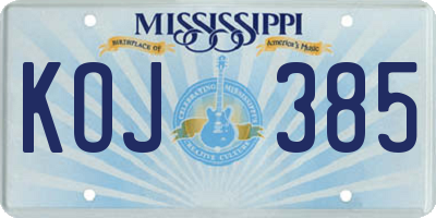 MS license plate KOJ385