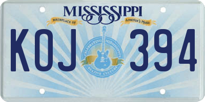 MS license plate KOJ394