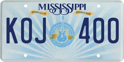MS license plate KOJ400