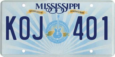 MS license plate KOJ401