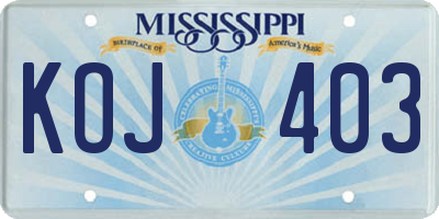 MS license plate KOJ403