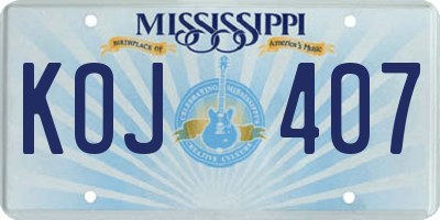 MS license plate KOJ407
