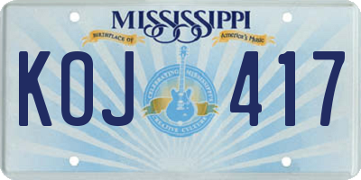 MS license plate KOJ417