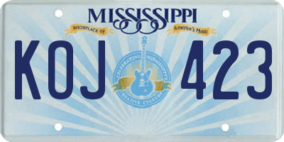 MS license plate KOJ423