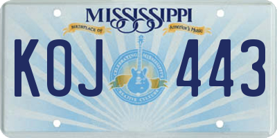 MS license plate KOJ443