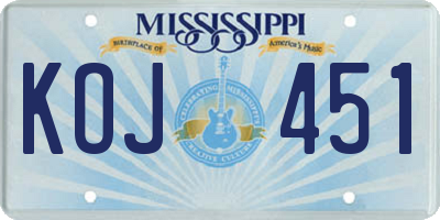 MS license plate KOJ451