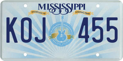 MS license plate KOJ455