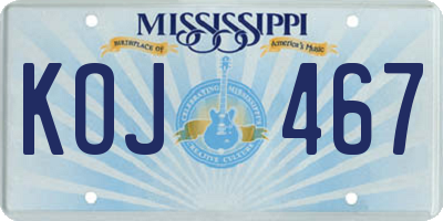MS license plate KOJ467