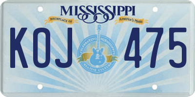 MS license plate KOJ475