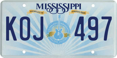 MS license plate KOJ497