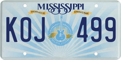 MS license plate KOJ499