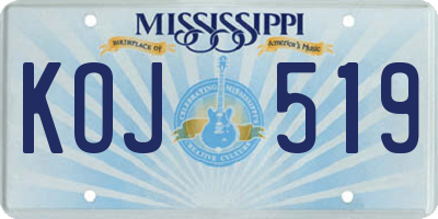 MS license plate KOJ519