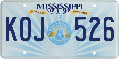 MS license plate KOJ526
