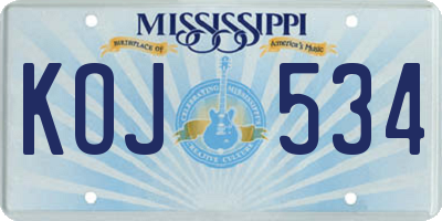 MS license plate KOJ534