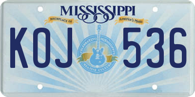MS license plate KOJ536