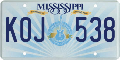 MS license plate KOJ538