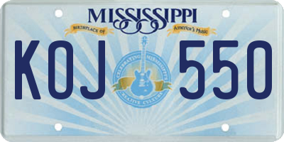 MS license plate KOJ550