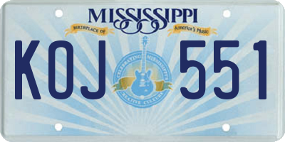 MS license plate KOJ551