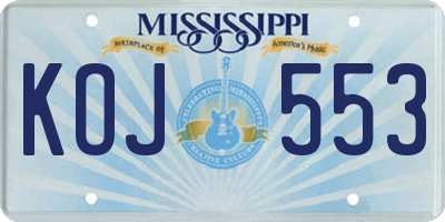 MS license plate KOJ553