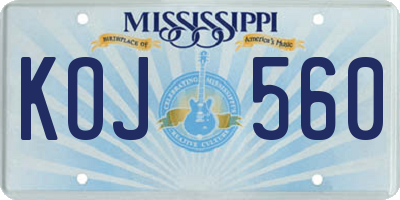 MS license plate KOJ560