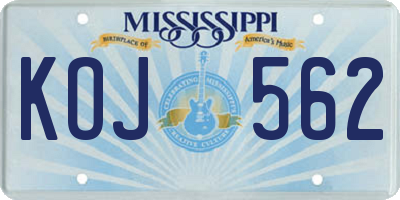MS license plate KOJ562