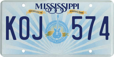 MS license plate KOJ574