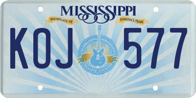MS license plate KOJ577