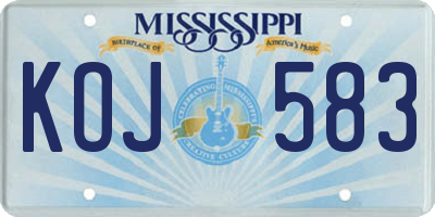 MS license plate KOJ583