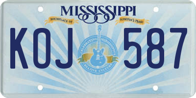 MS license plate KOJ587