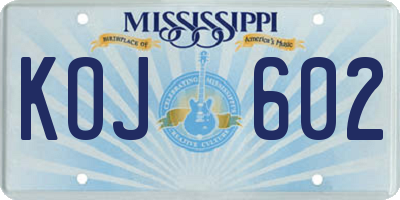 MS license plate KOJ602