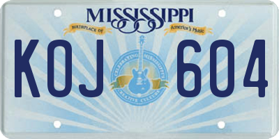 MS license plate KOJ604