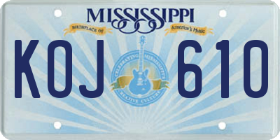 MS license plate KOJ610