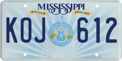MS license plate KOJ612