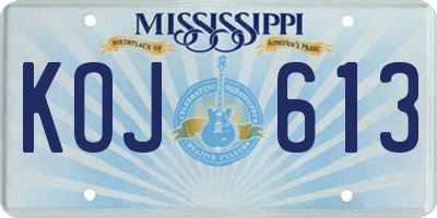 MS license plate KOJ613