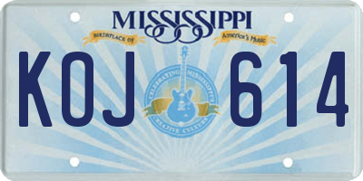 MS license plate KOJ614