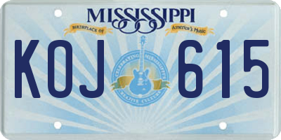 MS license plate KOJ615