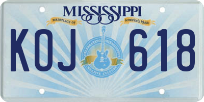 MS license plate KOJ618